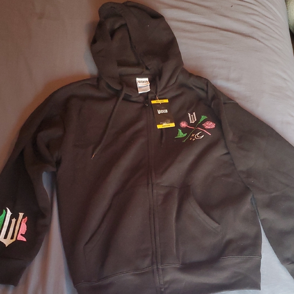 Wicked Black Hoodie with Colorful Embellishments